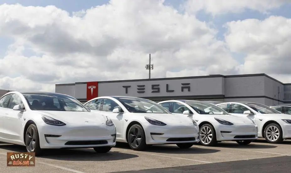 Tesla on car lot