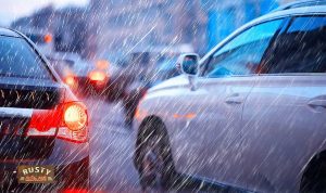 Driving in heavy rain